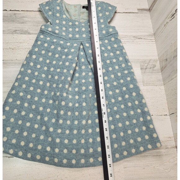 Tocca Girls Wool Party Dress Size 6 Blue w/ White Polka Dot Cotton Lined NWOT - Picture 11 of 12
